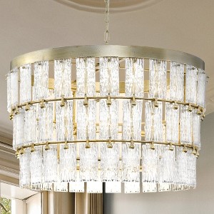 Urban Ambiance Luxury Glam Indoor Chandelier,  23-1/2''H x 32"W x 32''D,  Gilded Silver Finish, UHP4952 - 1 of 4