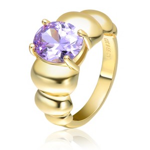 uili 14K Gold Plated Cocktail Ring with Amethyst Cubic Zirconia Stone for a Bold, Elegant Statement and a Pop of Rich, Regal Color - 1 of 2