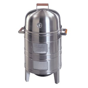 Americana Grills 351 Square Inch Heavy-Duty Stainless Steel Charcoal BBQ Meat Water Smoker w/Side & Hood Handles, 5.5qt Water Pan, & Removable Ash Pan - 1 of 4