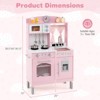 Costway Play Kitchen with 3 Adjustable Heights, Microwave, Stoves, Sink, Oven, Ice Maker White/Pink - 3 of 4
