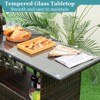 Tangkula 3PCS Wicker Bar Set Height Table 2 Stools w/3 Rows Stemware Racks Garden Patio - 4 of 4