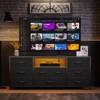 9 Drawer Dresser 55” Long TV Stand for Bedroom Entertainment Center with Power Outlet LED Light for 55"-65" TV Dresser with Fabric Storage Black - 4 of 4