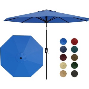 9FT Outdoor Patio Umbrella, Market/Table Umbrella with Push Button Tilt and Crank - 1 of 4