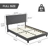 coucheta Full Size Upholstered Bed Frame with Adjustable Headboard, Strong Wooden Slats Platform, Mattress Foundation, No Box Spring Needed - 2 of 4