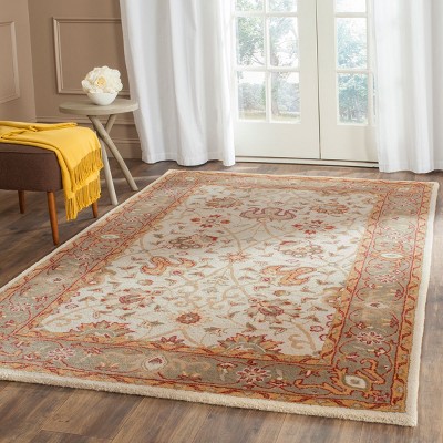 Ivory and Gray Handmade Wool Tufted Area Rug, 4' x 6'