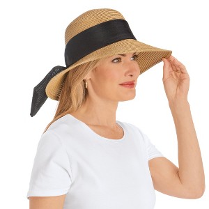 Collections Etc Ribbon Trim Wide Brim Adjustable Straw Hat - 1 of 4