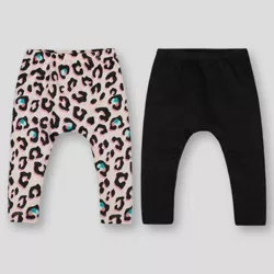 Lamaze Baby Girls' 2pk Organic Cotton Pull-On Harem Leggings Pants - Leopard/Black