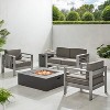 Christopher Knight Home Cape Coral Outdoor Aluminum 4 Seater Chat Set with Fire Pit - 2 of 4