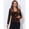 INSPIRE CHIC Women's Notched Lapel Vintage Office Button Front Velvet Blazer - 2 of 4