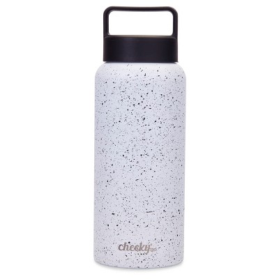 Cheeky Go 32 oz Insulated Stainless Steel Water Bottle Red Marbled Screw Top 