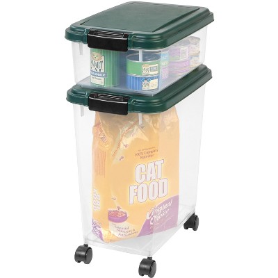 Green Airtight Plastic Pet Food Storage Container Combo with Scoop
