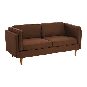 Storied Home Atley Modern Upholstered High Sided Sofa with Solid Wood Legs, Vintage Brown - 1 of 4