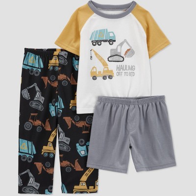 Image of Carter's Just One You® Toddler Boys' 3pc Construction Pajama Set - Gold/Black 12M