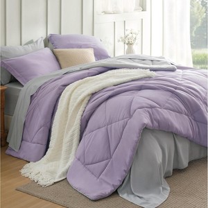 Bedsure Comforter Set – Bed in a Bag with Contrast Color Solid Design, Soft All-Season Bedding Set - 1 of 4