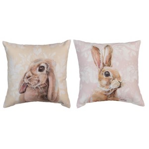 Manual Woodworks and Weavers Bunny Climaweave Pillow, 12-Inch – Bun Bun Decorative Cushion - 1 of 3