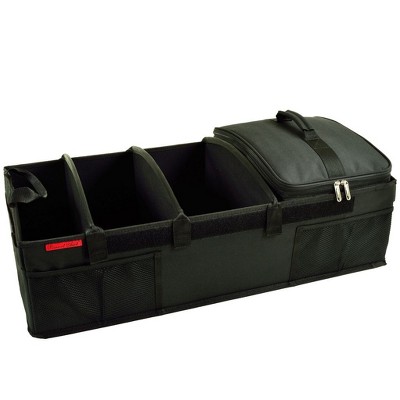 Picnic at Ascot - Ultimate Heavy Duty Trunk Organizer w/Cooler - No Slide Rigid Base - 70 LB Capacity - 30" wide x 14.75" deep X 9" high - Black