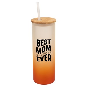 Elanze Designs Best Mom In History Ever Love Family Wrap-Around Design 25 Ounce Frosted Gradient Glass On-The-Go Coffee Travel Skinny Tumbler Mug Cup, - 1 of 1
