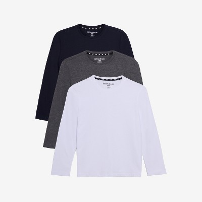 X RAY 3 Pack Kids And Boys 100% Cotton Long Sleeve Crewneck T-Shirts