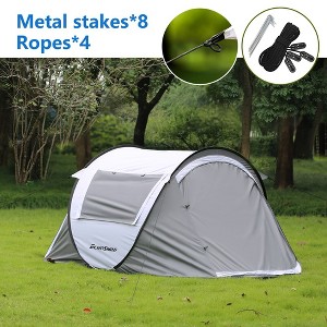 2 Person White + Gray Pop Up Camping Tent,Water Resistant Dome Tent,POLYETHYLENE Camping Instant Tent - 1 of 4