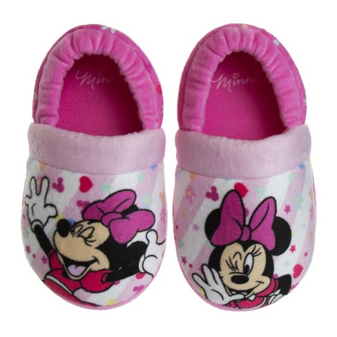 Disney Kids Girl's Minnie Mouse Slippers - Plush Lightweight Warm ...