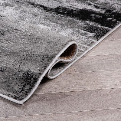 Black and Gray Abstract Art Synthetic Area Rug 3'3" x 5'