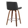 LumiSource Set of 2 Santi Counter Height Barstools Walnut Wood/Black PU - 4 of 4