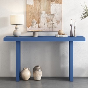 VYNXARIA Uniquely Designed Oak Veneer Console Table with Distinctive Side Shapes,Suitable for Entryway, Hallway,Living Room, Foyer,Corridor,Blue - 1 of 4