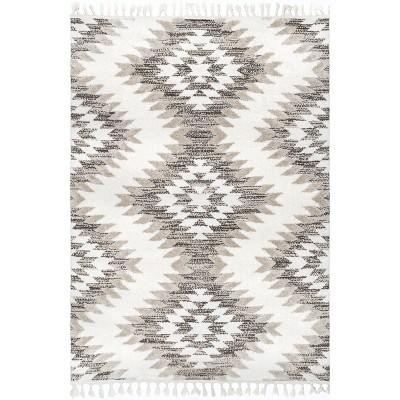 Beige Braided Spot Shag Synthetic 4' x 6' Area Rug