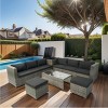 8 Piece Outdoor Wicker Patio Furniture Set,Wicker Garden Sofa Set with Cushions and Glass Table,Rattan Sectional Sofa for Backyard–Coolbibila - 2 of 4
