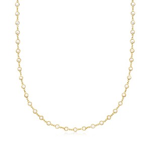 Ross-Simons 3.5-4mm Cultured Pearl Station Necklace in 18kt Gold Over Sterling - 1 of 2