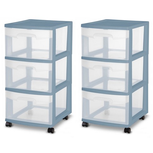 Sterilite 3 Drawer Storage Cart, Plastic Rolling Cart With Wheels To  Organize Clothes In Bedroom, Closet, White With Clear Drawers, 4-pack :  Target