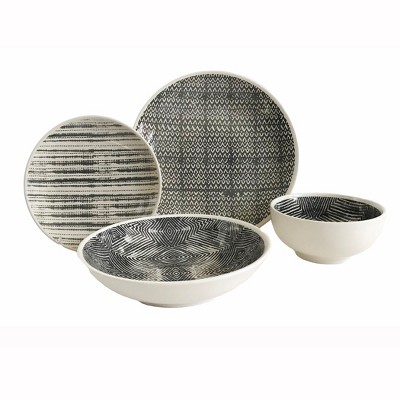 16pc Stoneware Dalton Dinnerware Set Gray Baum Bros.