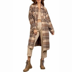 Women's Bethany Plaid Long Shacket - L&B Creations - 1 of 3