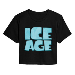 Women's Ice Age Logo Cropped Graphic T-Shirt - Black - Small : Target