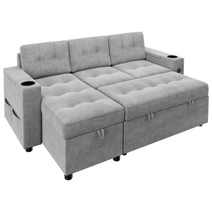 Garvee Sofa Bed- 2 in 1 Pull Out Couch Bed with Storage Space and Arms, L-Shaped Sofa Couch Bed,1 USB-A, 1 Type-C, for Living Room Black - 1 of 4