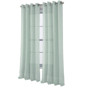RT Designers Collection Dexter Linen Texture Grommet Sheer Light Filtering Window Curtain Panel 54" x 90" Teal - 1 of 4