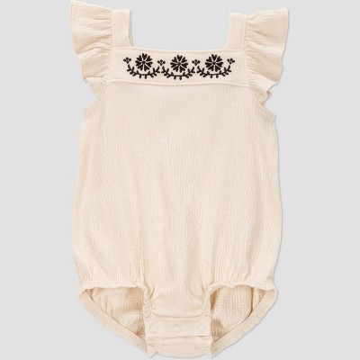 Carter's Just One You® Baby Girls' Romper with Embroidery - Black/Ivory