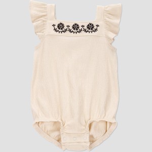 Carter's Just One You® Baby Girls' Romper with Embroidery - Black/Ivory - 1 of 3