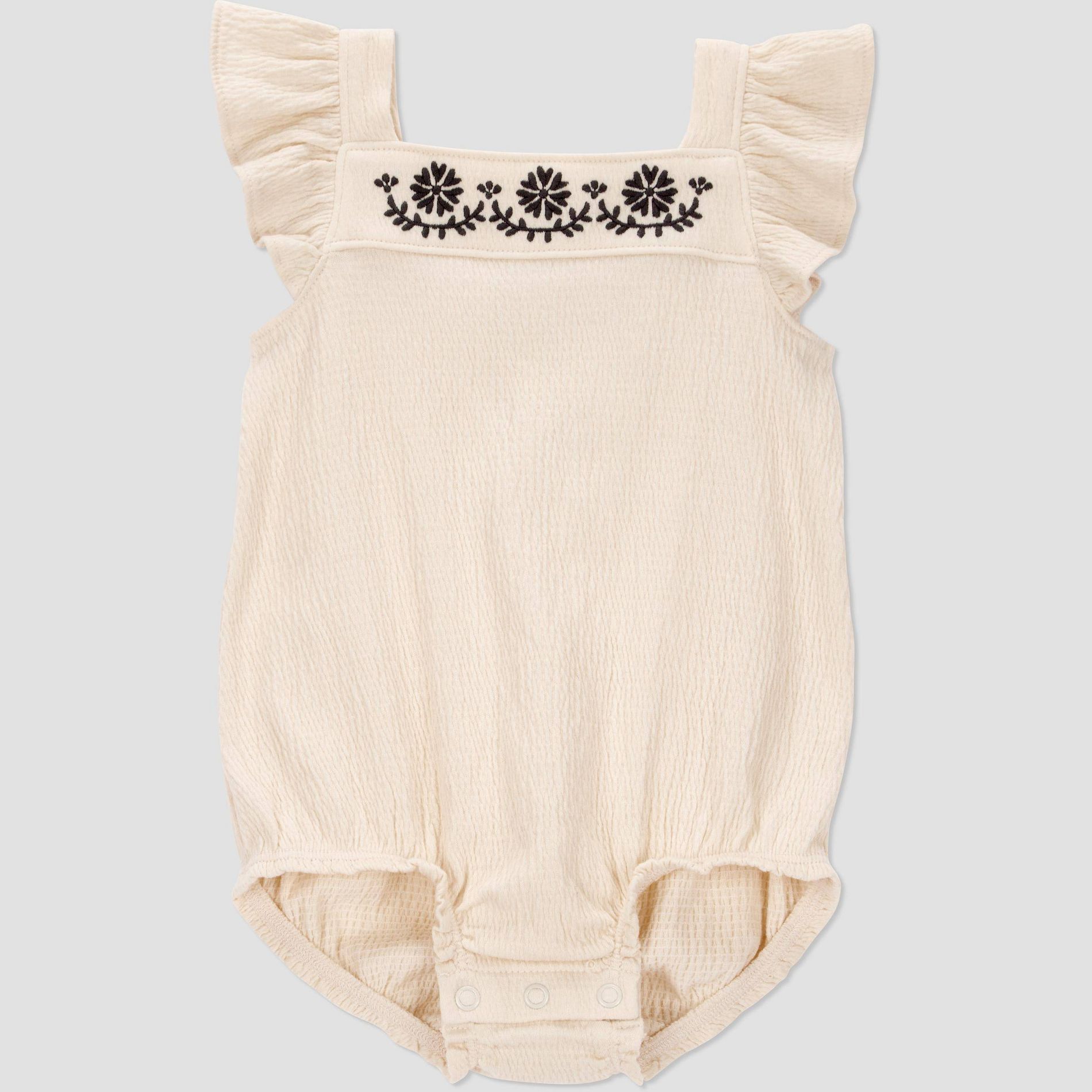 Carter's Just One You® Baby Girls' Romper with Embroidery - Black/Ivory 18M