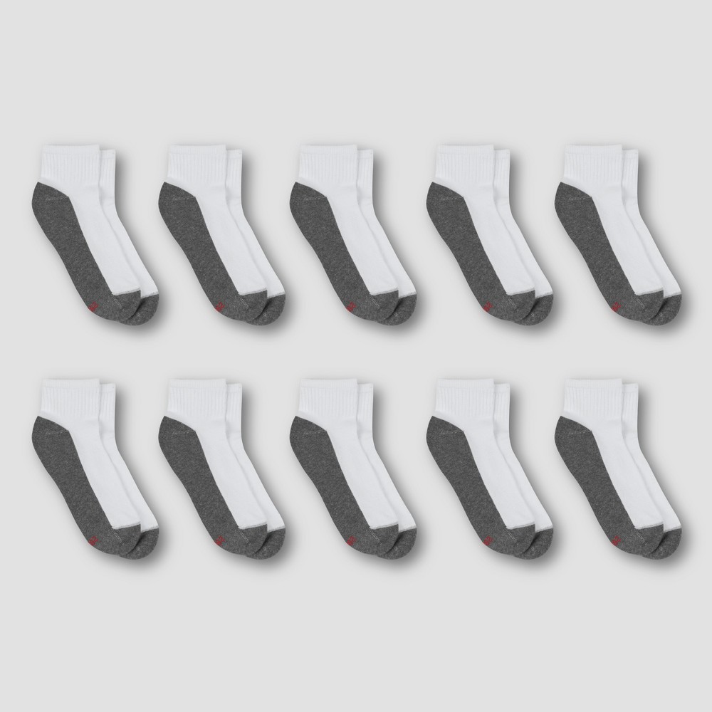 Men's Hanes Premium 10Pk White Ankle Socks