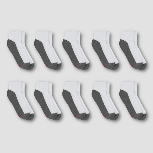 Men's Big & Tall Hanes Premium 10Pk Extended Size White Ankle Socks, Size: 12-14
