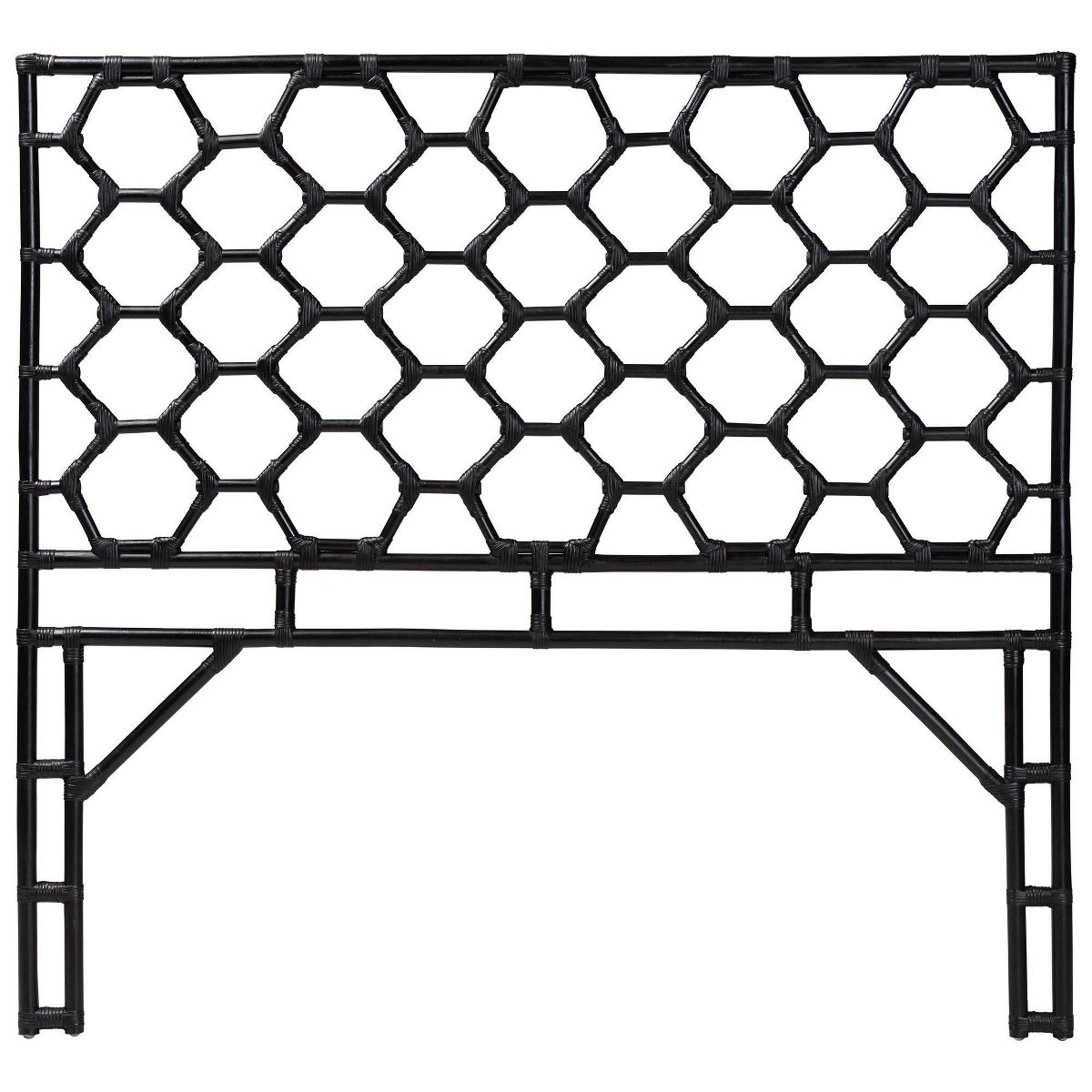 bali & pari Queen Size Revonda Rattan Standalone Headboard Black - thumbnail 2