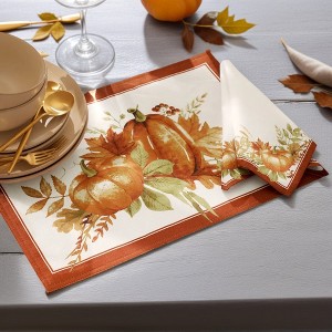 4 Pcs Well-Made Christmas Napkins, Ultra Soft Lunch & Dinner Napkins with Autumn Pumpkin Grove for Table Decor & Gatherings - 1 of 4