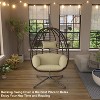 ALAULM Egg Swing Chair Indoor Outdoor Patio Wicker Rattan Hanging Egg Chair with Stand, Hammock Swing with Cushioned Headrest, 350LB Capacity - 2 of 4