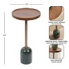 Kate and Laurel Shorrock Wood and Marble Side Table, 12x12x24, Walnut Brown and Gold - 2 of 4