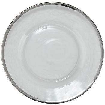 Split P Metallic Rim Silver Glass Salad Plate Set of 4