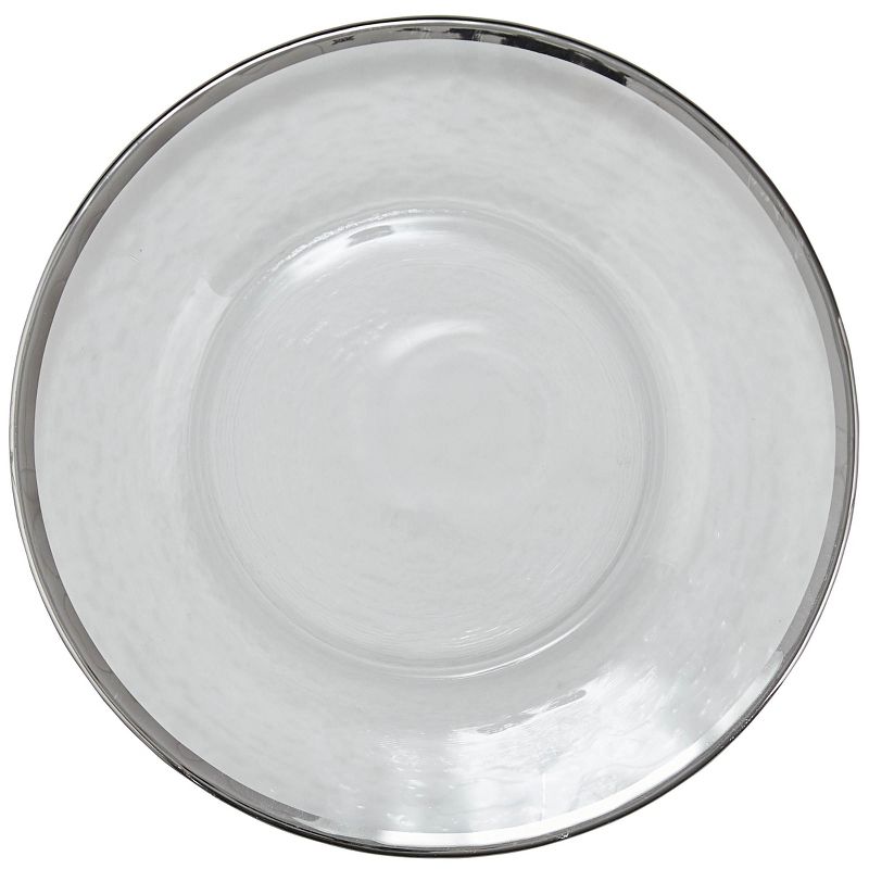 Split P Metallic Rim Silver Glass Salad Plate Set of 4, 1 of 4