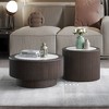GDFStudio Vogt Round Wood and Poly Side Table with Sturdy Pedestal - 4 of 4