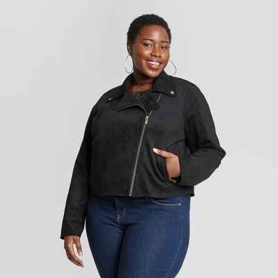 plus size suede jacket women's