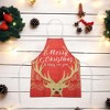 Unique Bargains Christmas Aprons Christmas Celebration English Elk Head Linen White Red Gold Tone 21.65"x26.77" 1 Pcs - 2 of 4